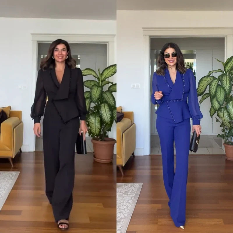 Elegant Set: Asymmetrical Jacket and Trousers