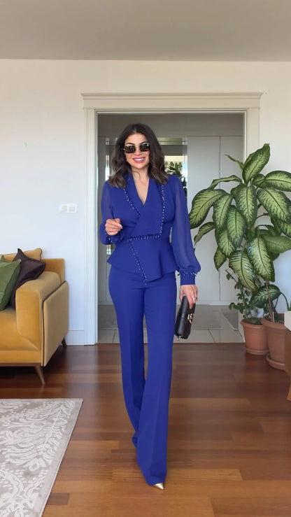 Elegant Set: Asymmetrical Jacket and Trousers